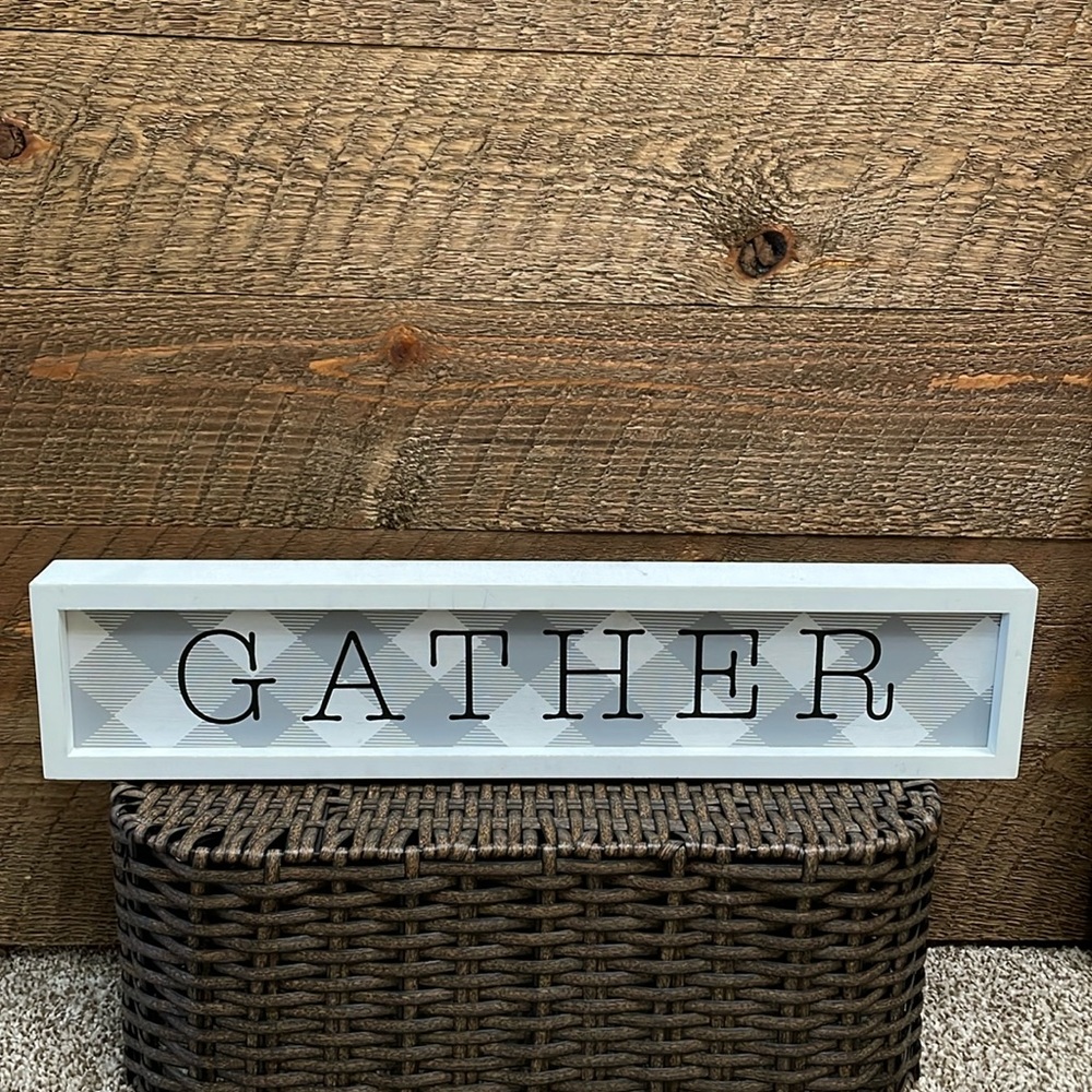 GATHER Wood Sign Wall or Shelf Decor